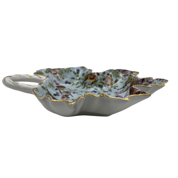 Mayfair Collection by Jay Leaf Shaped Trinket Dish w/ Bird Theme - 8.5" x 7" - Picture 9 of 9